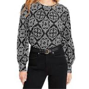 LOFT Black and White Patterned Top size small pre loved condition